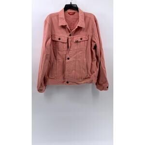 SUPREME Men's Salmon Pink Button-Up Denim Trucker Jacket SZ L